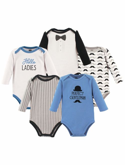 Hudson Baby Boy Long Sleeve Bodysuit, 5-Pack