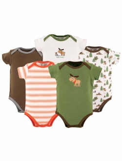 Luvable Friends Short Sleeve Bodysuits, 5pk (Baby Boys)