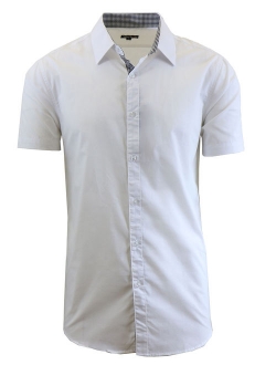 Mens Short Sleeve Dress Shirts Casual Slim Fit