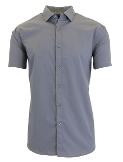 Mens Short Sleeve Dress Shirts Casual Slim Fit