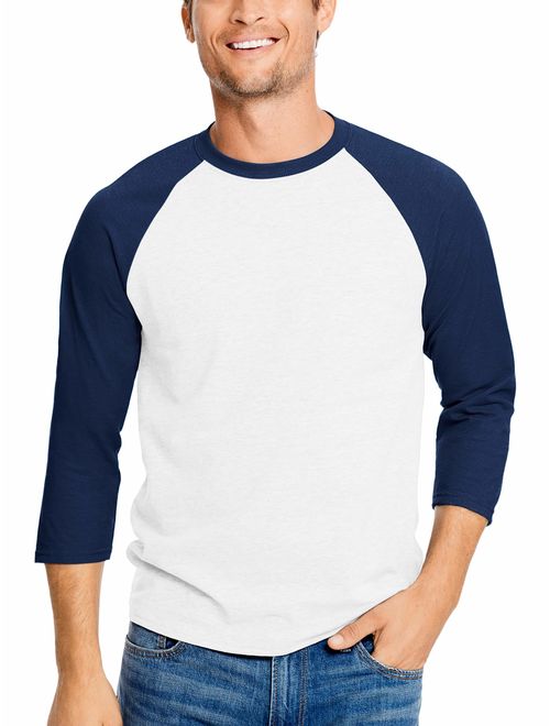 Hanes Men's and Big Men's X-Temp Baseball Raglan Tee, Up To Size 3XL