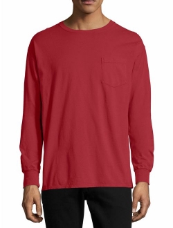 Men's and Big Men's ComfortWash Long Sleeve Pocket Tee, Up To Size 3XL