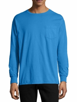 Men's and Big Men's ComfortWash Long Sleeve Pocket Tee, Up To Size 3XL