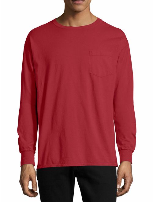 Hanes Men's and Big Men's ComfortWash Long Sleeve Pocket Tee, Up To Size 3XL