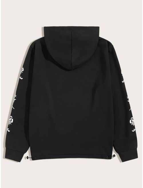 Shein Men Letter Graphic Drawstring Hoodie