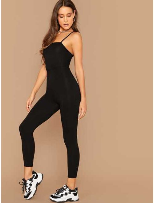 Buy Shein Lace Up Backless Unitard Jumpsuit Online Topofstyle