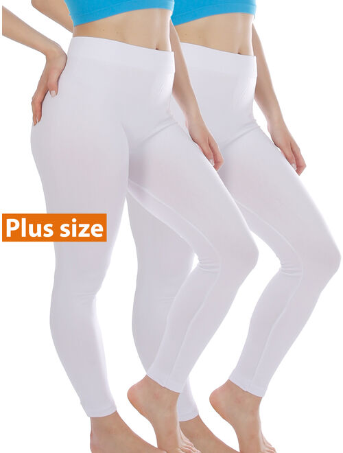 2 PACK Women Fleece Lined Plus Size Full Length Legging Thick Warm Winter Thights Pants XL 2XL 3XL