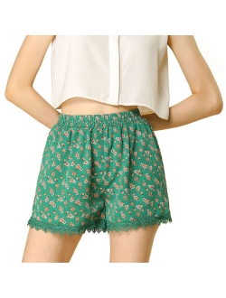 Women's Printed Lace Trip Elastic Waistband Shorts