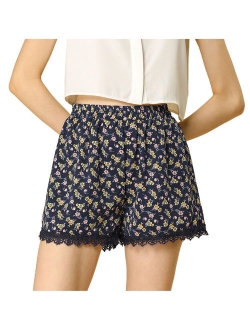 Women's Printed Lace Trip Elastic Waistband Shorts