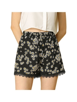 Women's Printed Lace Trip Elastic Waistband Shorts