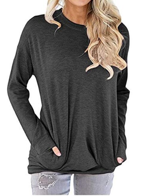 AELSON Women's Casual Faith Printed Round Neck Sweatshirt T-Shirts Tops Blouse with Pocket