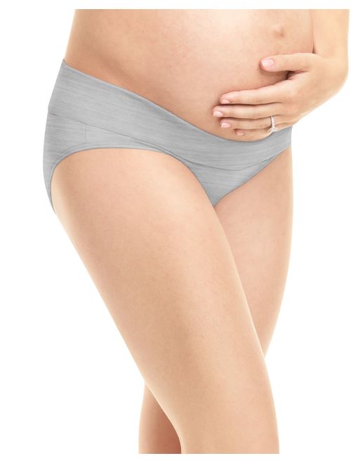 Playtex Womens Maternity Fold Down Modern Brief 3-Pack, L, Crystal Grey Heather