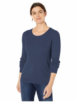 Women's Lightweight Cable Crewneck Sweater