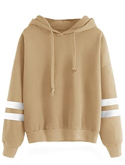 Sweatshirt Pullover Fleece Drop Shoulder Striped Hoodie