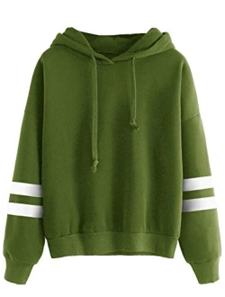 Sweatshirt Pullover Fleece Drop Shoulder Striped Hoodie