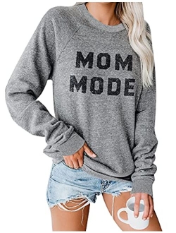 Womens Crewneck Sweatshirt Long Sleeve Raglan Letter Print Terry Casual Cute Pullover Top