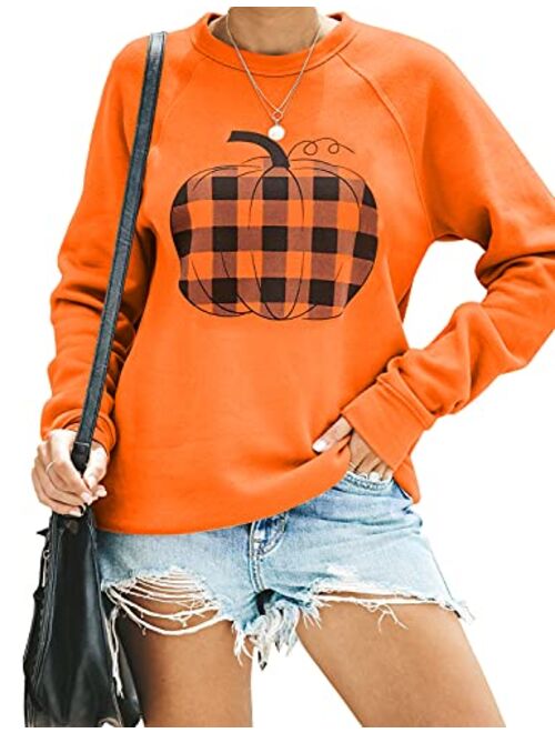 Blooming Jelly Womens Crewneck Sweatshirt Long Sleeve Raglan Letter Print Terry Casual Cute Pullover Top