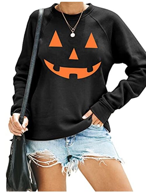 Blooming Jelly Womens Crewneck Sweatshirt Long Sleeve Raglan Letter Print Terry Casual Cute Pullover Top