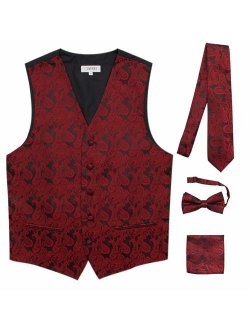 JAIFEI Premium Men's 4-Piece Paisley Vest for Sleek Looks On Formal Occasions