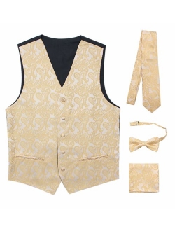 JAIFEI Premium Men's 4-Piece Paisley Vest for Sleek Looks On Formal Occasions