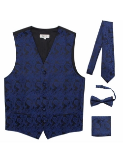 JAIFEI Premium Men's 4-Piece Paisley Vest for Sleek Looks On Formal Occasions