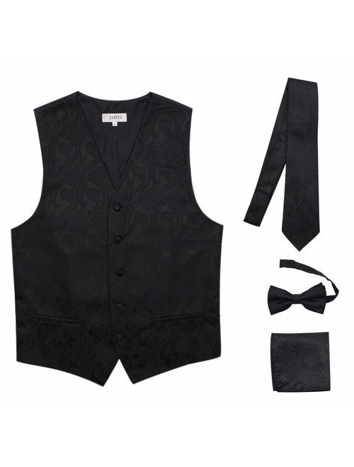 JAIFEI Premium Men's 4-Piece Paisley Vest for Sleek Looks On Formal Occasions