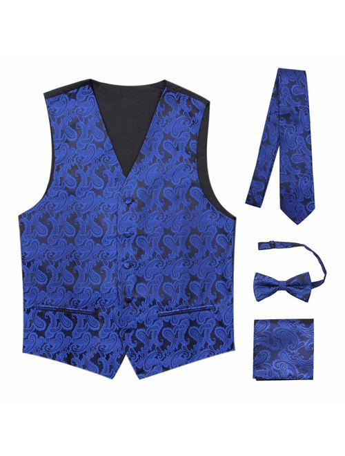 JAIFEI Premium Men's 4-Piece Paisley Vest for Sleek Looks On Formal Occasions