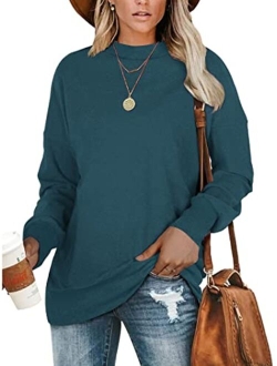 PLMOKEN Plus Size Sweatshirts for Women Casual Long Sleeve Round Neck Shirts tunic tops for Leggings M-4XL