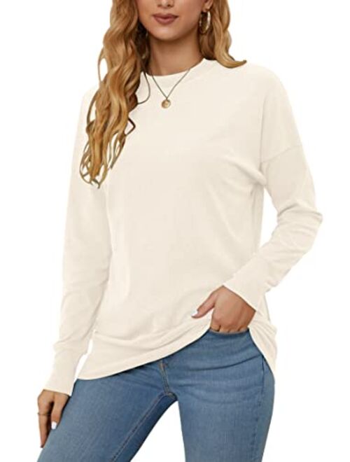 PLMOKEN Plus Size Sweatshirts for Women Casual Long Sleeve Round Neck Shirts tunic tops for Leggings M-4XL