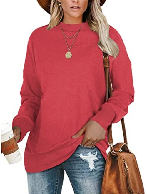 PLMOKEN Plus Size Sweatshirts for Women Casual Long Sleeve Round Neck Shirts tunic tops for Leggings M-4XL