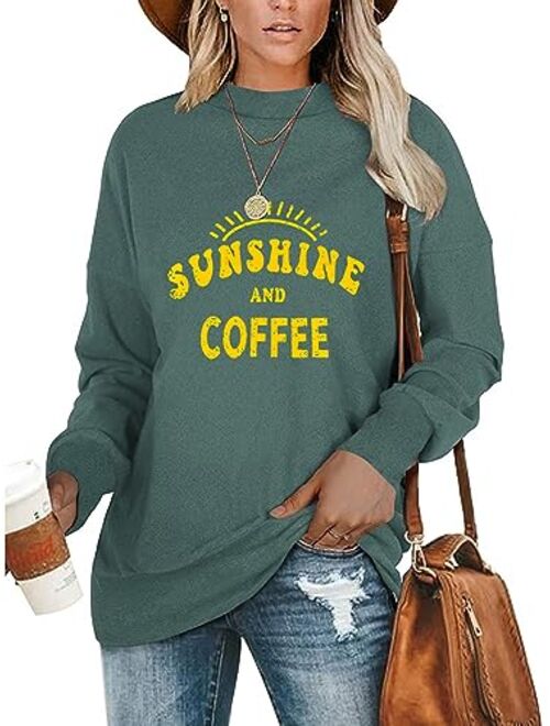 PLMOKEN Plus Size Sweatshirts for Women Casual Long Sleeve Round Neck Shirts tunic tops for Leggings M-4XL