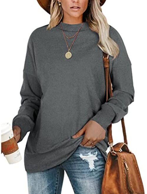 PLMOKEN Plus Size Sweatshirts for Women Casual Long Sleeve Round Neck Shirts tunic tops for Leggings M-4XL