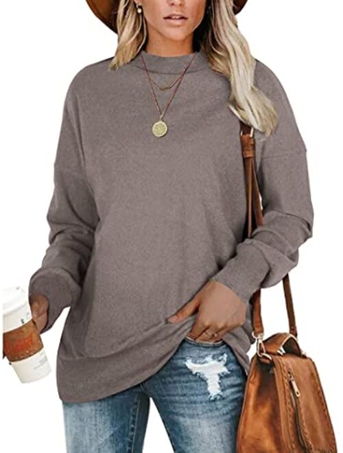 PLMOKEN Plus Size Sweatshirts for Women Casual Long Sleeve Round Neck Shirts tunic tops for Leggings M-4XL