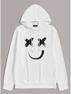 Men Cartoon Graphic Drawstring Hoodie