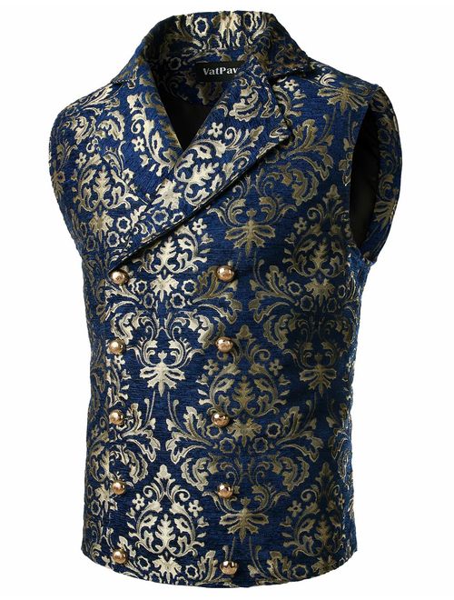 Buy VATPAVE Mens Victorian Double Breasted Vest Gothic Steampunk ...