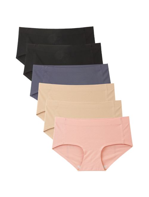 Womens Panties S-Plus Sizes Seamless No-Show Laser Cut Bikini Underwear 6 Pack