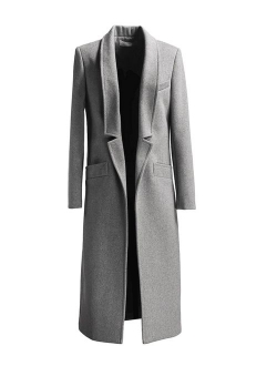 PERSUN Women's Classic Notch Lapel Long Sleeve Longline Coat