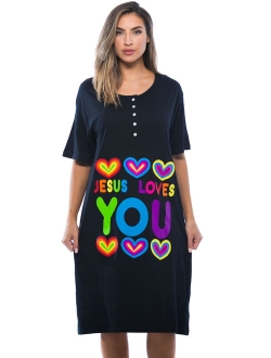 Just Love Screen Print Oversized Religious Nightgown