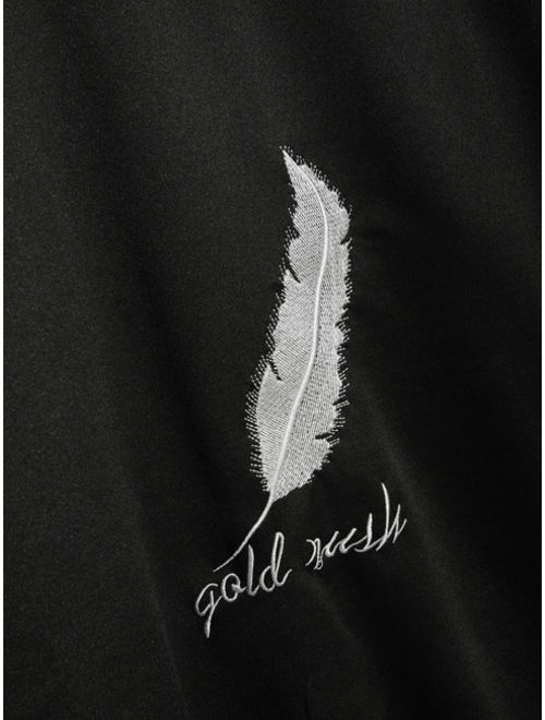 Shein Men Feather & Letter Embroidered Sweatshirt