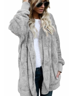 Women Hoodie Winter Casual Plus Size Baggy Furry Cardigan Coats