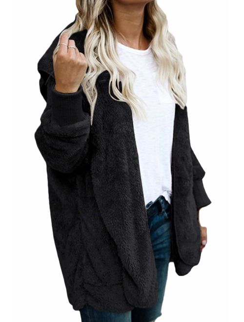 Women Hoodie Winter Casual Plus Size Baggy Furry Cardigan Coats