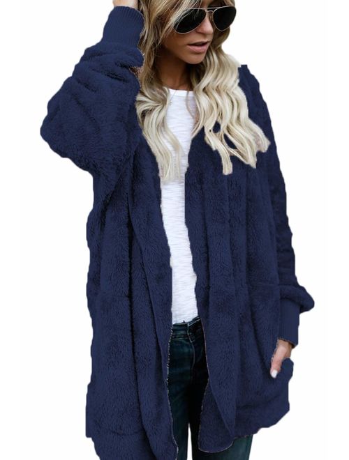 Women Hoodie Winter Casual Plus Size Baggy Furry Cardigan Coats