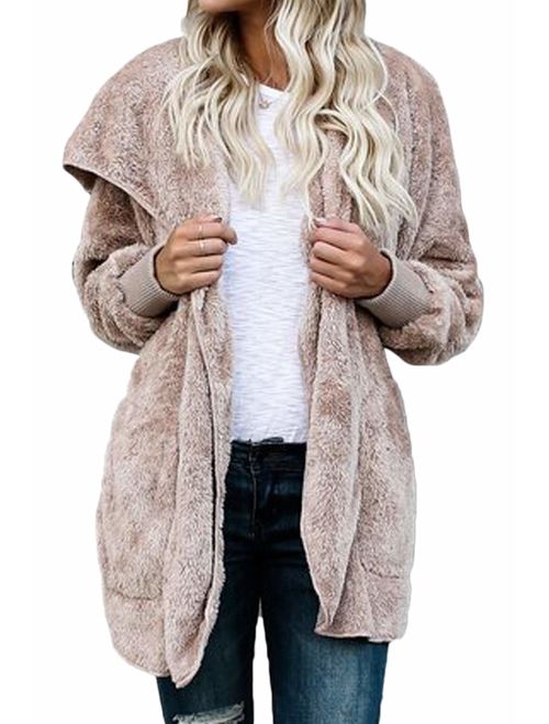 Women Hoodie Winter Casual Plus Size Baggy Furry Cardigan Coats