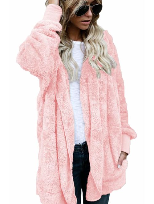 Women Hoodie Winter Casual Plus Size Baggy Furry Cardigan Coats