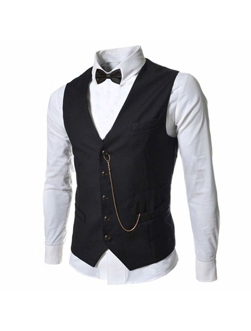 EFORLED Mens 1920s Accessories Gangster Vest Set - Pocket Watch,Armbands,Pre Tied Bow Tie