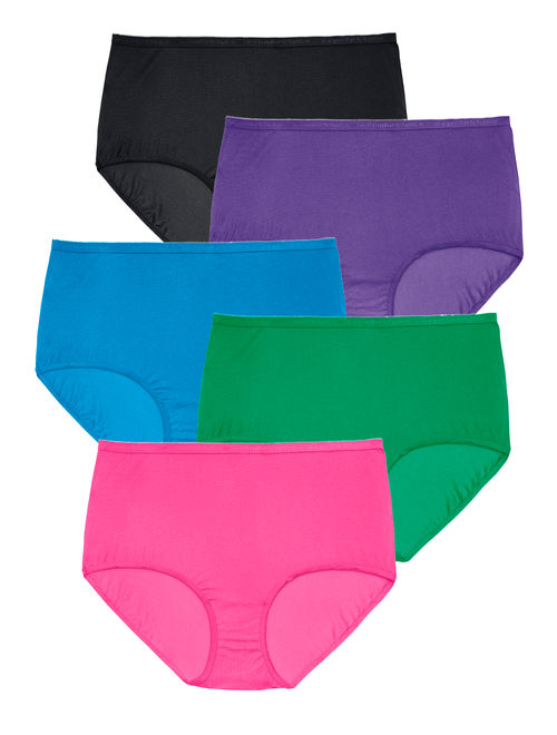 Comfort Choice Plus Size 5-pack Pure Cotton Full-cut Brief Underwear