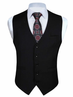 Enlision Men's Suit Vest Business Formal Dress Waistcoat Cotton Solid Color Vest for Suit or Tuxedo