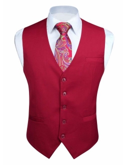 Enlision Men's Suit Vest Business Formal Dress Waistcoat Cotton Solid Color Vest for Suit or Tuxedo