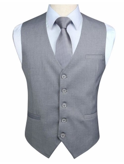 Enlision Men's Suit Vest Business Formal Dress Waistcoat Cotton Solid Color Vest for Suit or Tuxedo