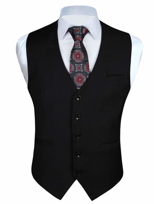 Enlision Men's Suit Vest Business Formal Dress Waistcoat Cotton Solid Color Vest for Suit or Tuxedo